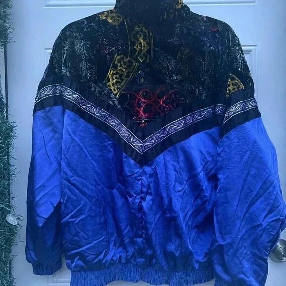 Vintage Westbound Sport Jacket Colorblock Brocade 90s Med Colorful Boho Gypsy - Picture 9 of 9